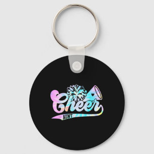 Tie Dye Cheer Aunt Cheerleading For Cheerleader Sq Key Ring