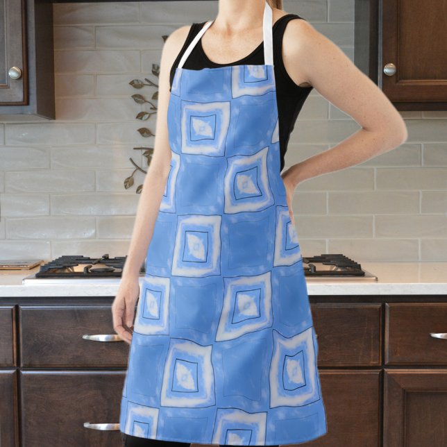 Tie Dye Chequered Blue and White Apron (Creator Uploaded)