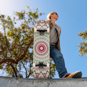 Tie Dye Christmas Mandala Skateboard