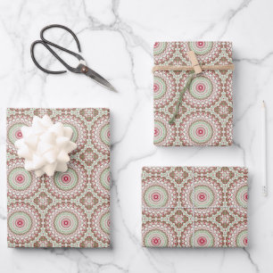 Tie Dye Christmas Mandala Wrapping Paper Sheet