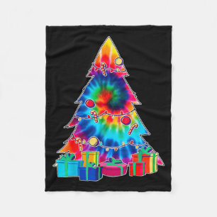 Tie-dye Christmas Tree 60's Vintage Retro Christma Fleece Blanket