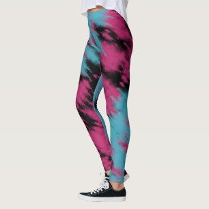 Tie Dye Classy Blue Lavender Pink Abstract Pattern Leggings