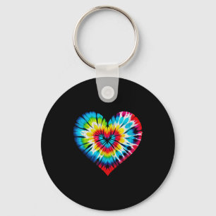 Tie Dye Colorful Valentines Hearts Day Men Women K Key Ring
