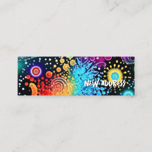 Tie dye colour splash new address mini business card