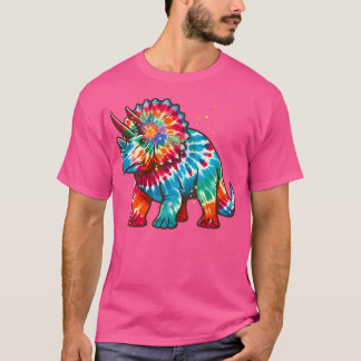 Tie Dye Colour Triceratops Tie Dyed Dinosaur Prehi T-Shirt