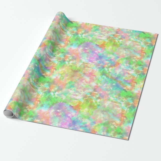 Tie Dye Colourful Boho Retro Hippie Pattern Wrapping Paper (Unrolled)