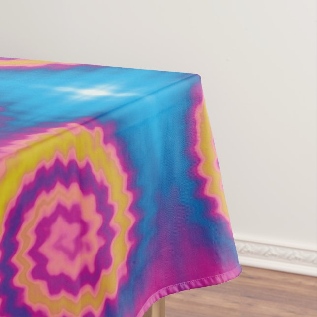 Tie dye Colourful groovy funky retro pattern Tablecloth (In Situ)