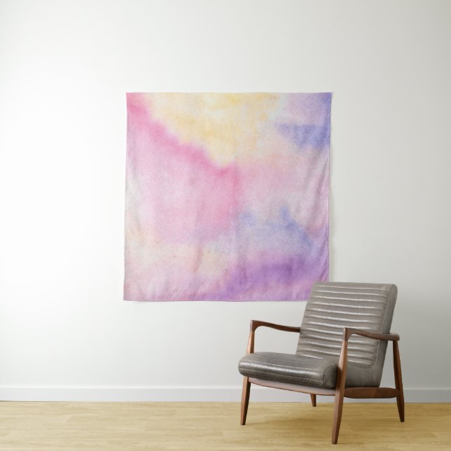Tie dye colourful pink blue tapestry (In Situ)