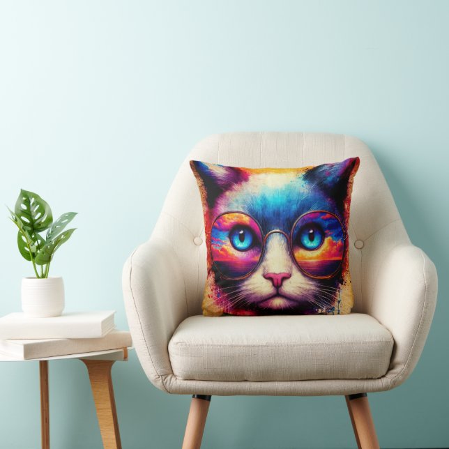 Tie Dye Colours Cat Pillow (Chair)