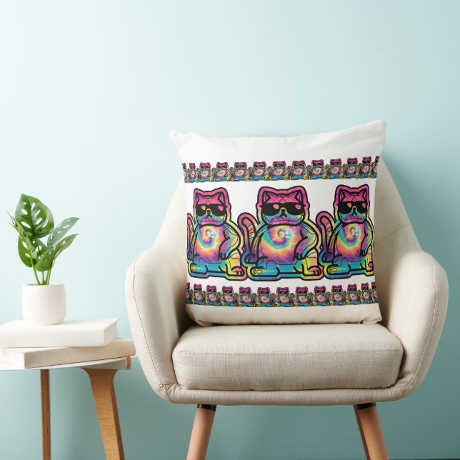 Tie-Dye Cool Cat Cushion (Chair)