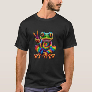 Tie-Dye Cool Frog Peace Sign Hippie T-Shirt