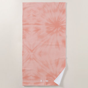 Tie Dye Coral Pink Modern Pastel Beach Towel