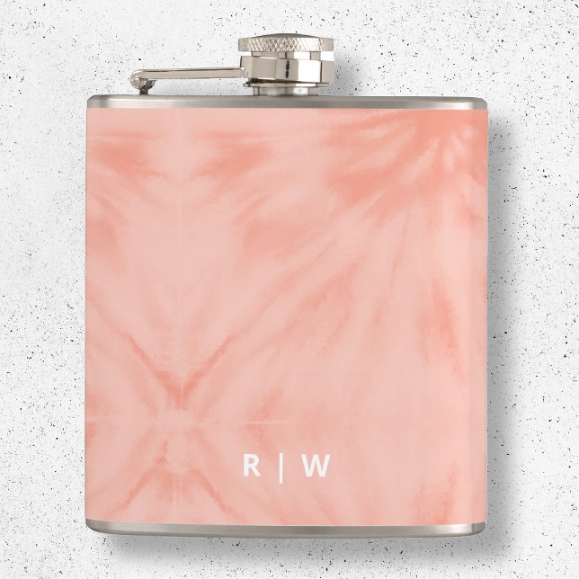 Tie Dye | Coral Pink Modern Pastel Hip Flask (Creator Uploaded)