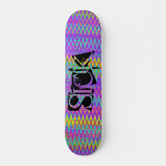 Tie Dye Crazy Chevron Skateboard (Front)
