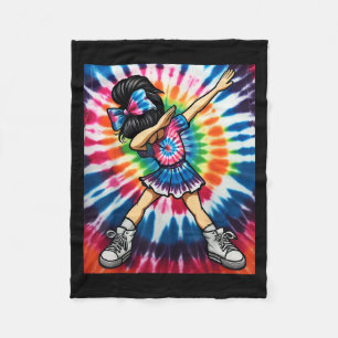 Tie Dye Cute Dabbing Cheerleader Dance Cheerleadin Fleece Blanket