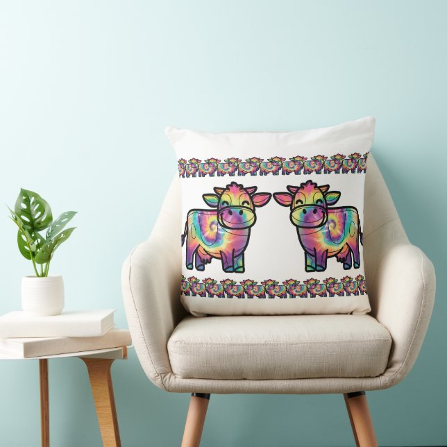 Tie Dye Dairy Cow Cushion (Chair)