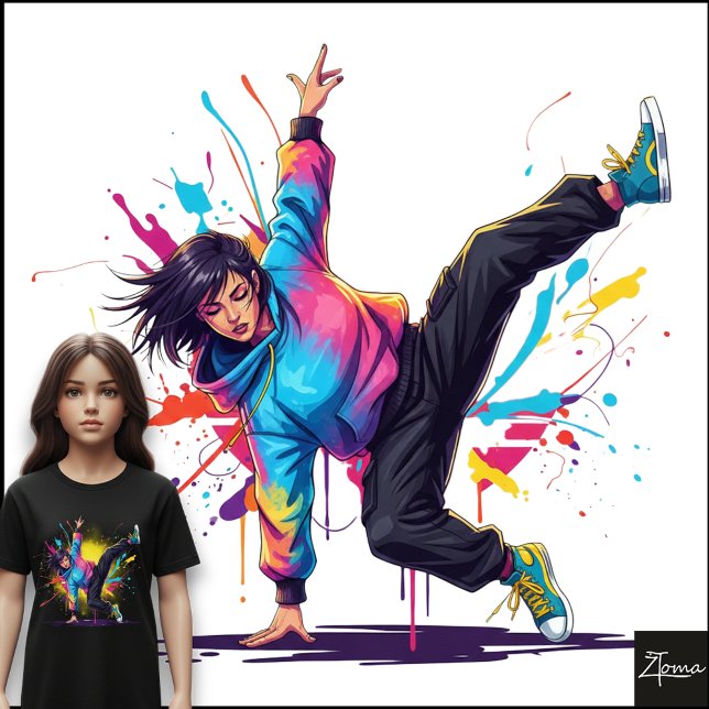 Tie-Dye Dancer Breakdance Pose Splatter Art Tri-Blend Shirt (Creator Uploaded)