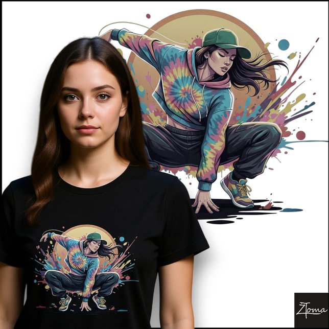 Tie-Dye Dancer Crouch Pose Splatter Art Tri-Blend Shirt (Creator Uploaded)