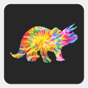 TIE DYE DINOSAUR SQUARE STICKER