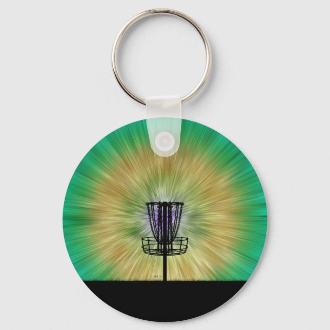 Tie Dye Disc Golf Basket Key Ring (Front)