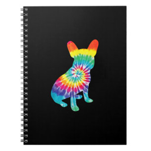 tie dye dog hippie french bulldog puppy gift notebook