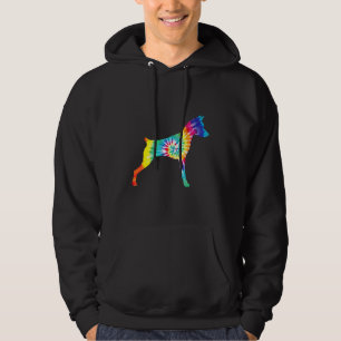 Tie Dye Dog Hippie Pinscher Retro Puppy Hoodie