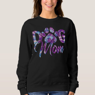 Tie Dye Dog Mom Apparel For Women Dog Paw Print Sweatshirt