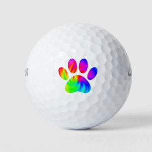 Tie Dye Dog Paw Print Graphic Golf Balls