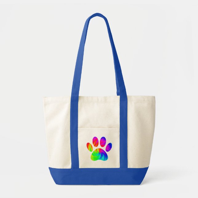 Tie Dye Dog Paw Print Graphic Tote Bag (Front)