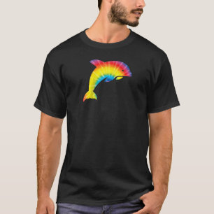 Tie Dye Dolphin Rainbow Print Beluga Hippie Peace T-Shirt