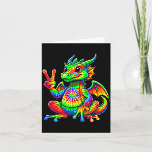 Tie-dye Dragon Peace Sign Hipe Card