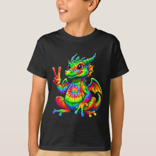 Tie-dye Dragon Peace Sign Hipe  T-Shirt