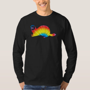 Tie Dye Ferret Rainbow Print Weasel Pet Hippie Pea T-Shirt