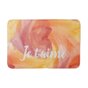 Tie-Dye Flame Red Orange Painterly Love Watercolor Bath Mat