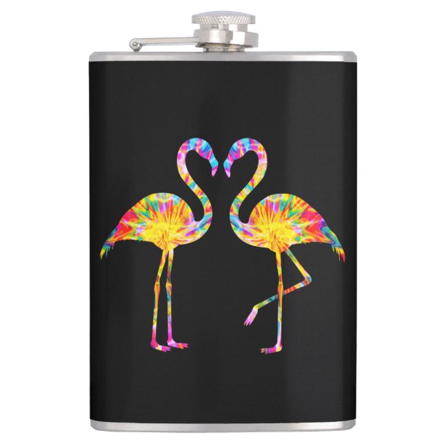 TIE DYE FLAMINGO HIP FLASK (Front)