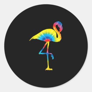 Tie Dye Flamingo Rainbow Print Bird Animal Hippie Classic Round Sticker