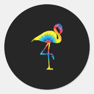 Tie Dye Flamingo Rainbow Print Bird Animal Hippie Classic Round Sticker