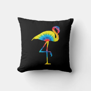Tie Dye Flamingo Rainbow Print Bird Animal Hippie Cushion
