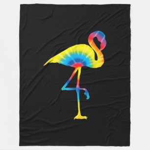 Tie Dye Flamingo Rainbow Print Bird Animal Hippie Fleece Blanket