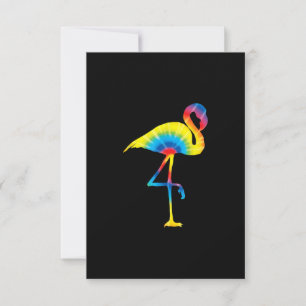 Tie Dye Flamingo Rainbow Print Bird Animal Hippie Invitation