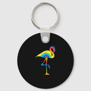 Tie Dye Flamingo Rainbow Print Bird Animal Hippie Key Ring