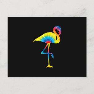 Tie Dye Flamingo Rainbow Print Bird Animal Hippie Postcard