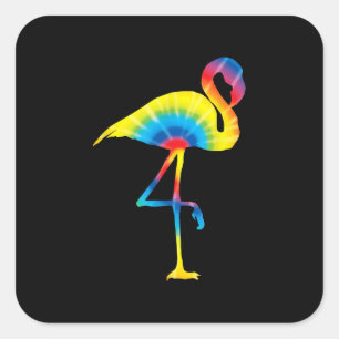 Tie Dye Flamingo Rainbow Print Bird Animal Hippie Square Sticker
