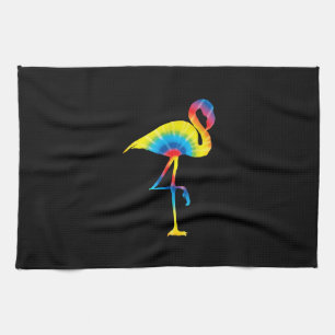 Tie Dye Flamingo Rainbow Print Bird Animal Hippie Tea Towel