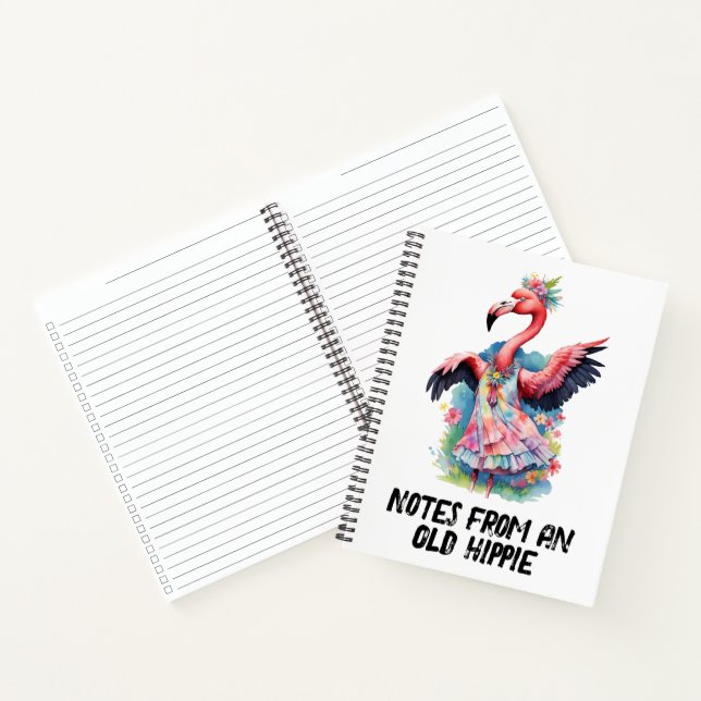 Tie Dye Flamingo Retro Hippie Humour Notebook (Inside)