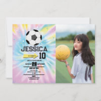 Tie Dye Football Soccer Birthday Girls Pink Photo