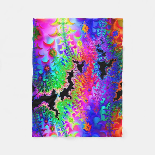 Tie Dye Fractal Art Fleece Blanket (Front)