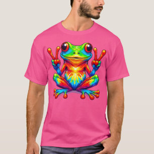 Tie-Dye Frog Animal Peace Sign T-Shirt