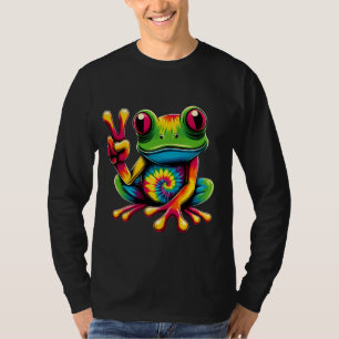 Tie-Dye Frog Peace Sign Hippie 4 T-Shirt
