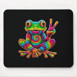 Tie-dye Frog Peace Sign Hippie Christmas Frog  Mouse Pad
